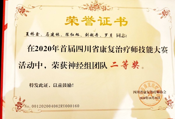 11月1日四川卫生康复职业学院康复系教师在“四川省康复治疗师技能大赛”中获佳绩